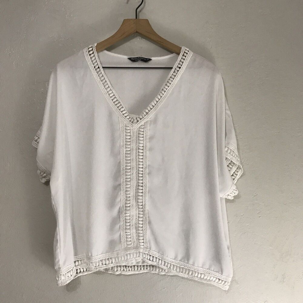 Marina Kaneva London White Crocheted Tunic Womens Size 12